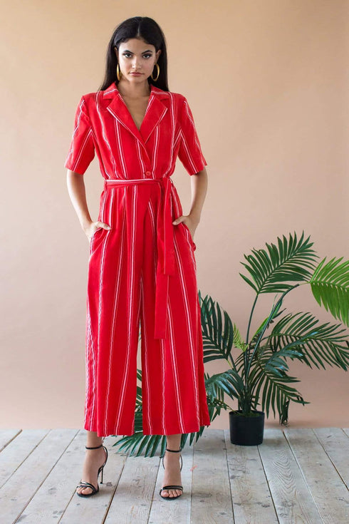 Rosie Jumpsuit - Red Candy Stripe
